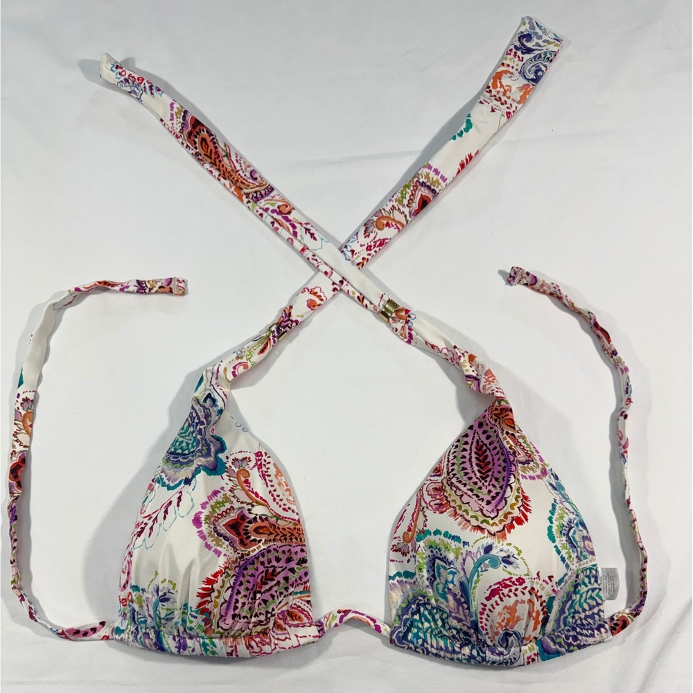 Lauren Ralph Lauren Multicolor Paisley Triangle Halter Bikini Top Size 12